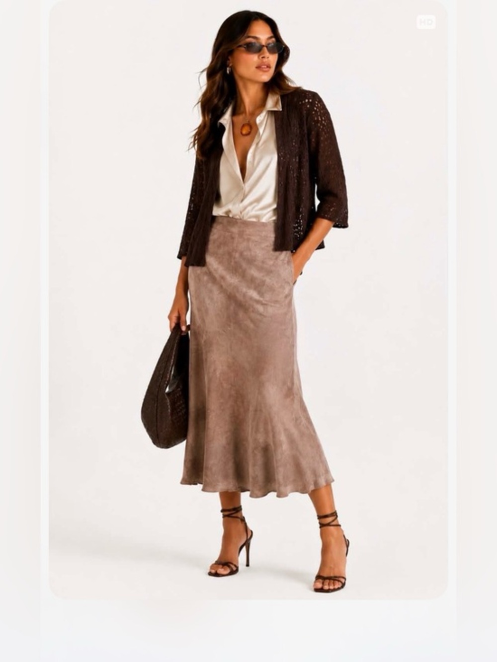 Anonymous John Carlisle chocolate Suade Leather Skirt Size 6 pristine